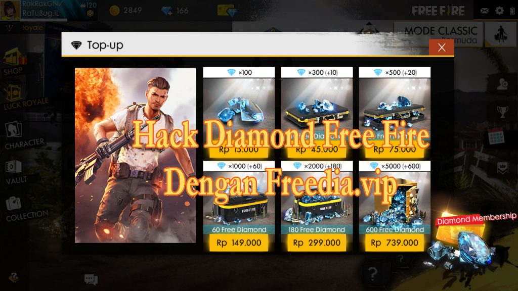 Cara Mendapatkan Diamond Free Fire Gratis dengan freedia.vip