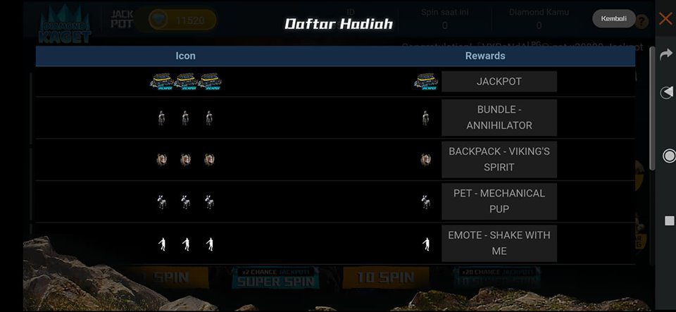 daftar hadiah event diamond kaget free fire